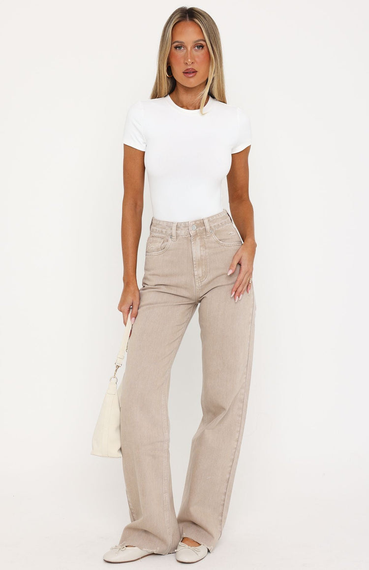 Alana High Waisted Straight Leg Jeans Sesame Wash