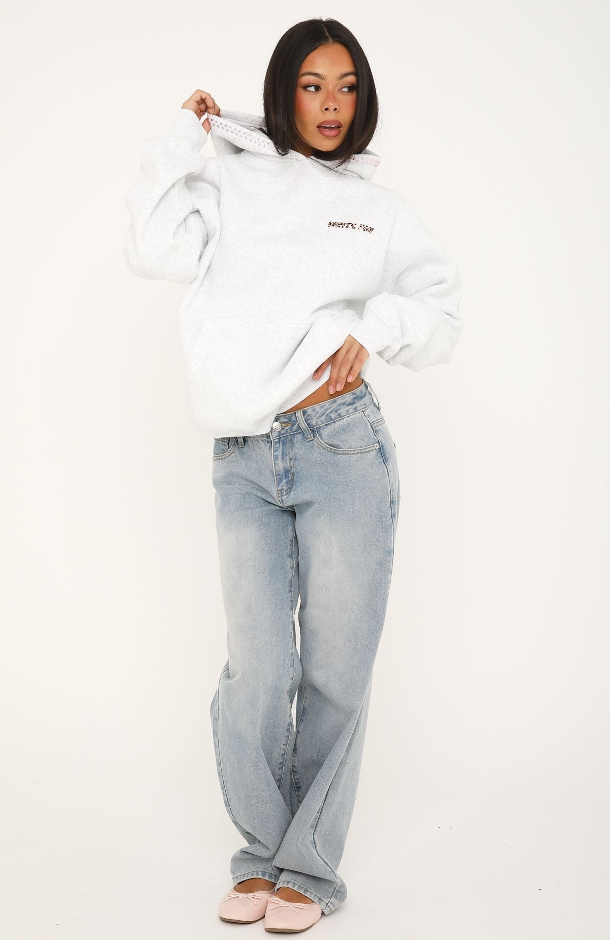 Vivid Light Oversized Hoodie Grey Marle