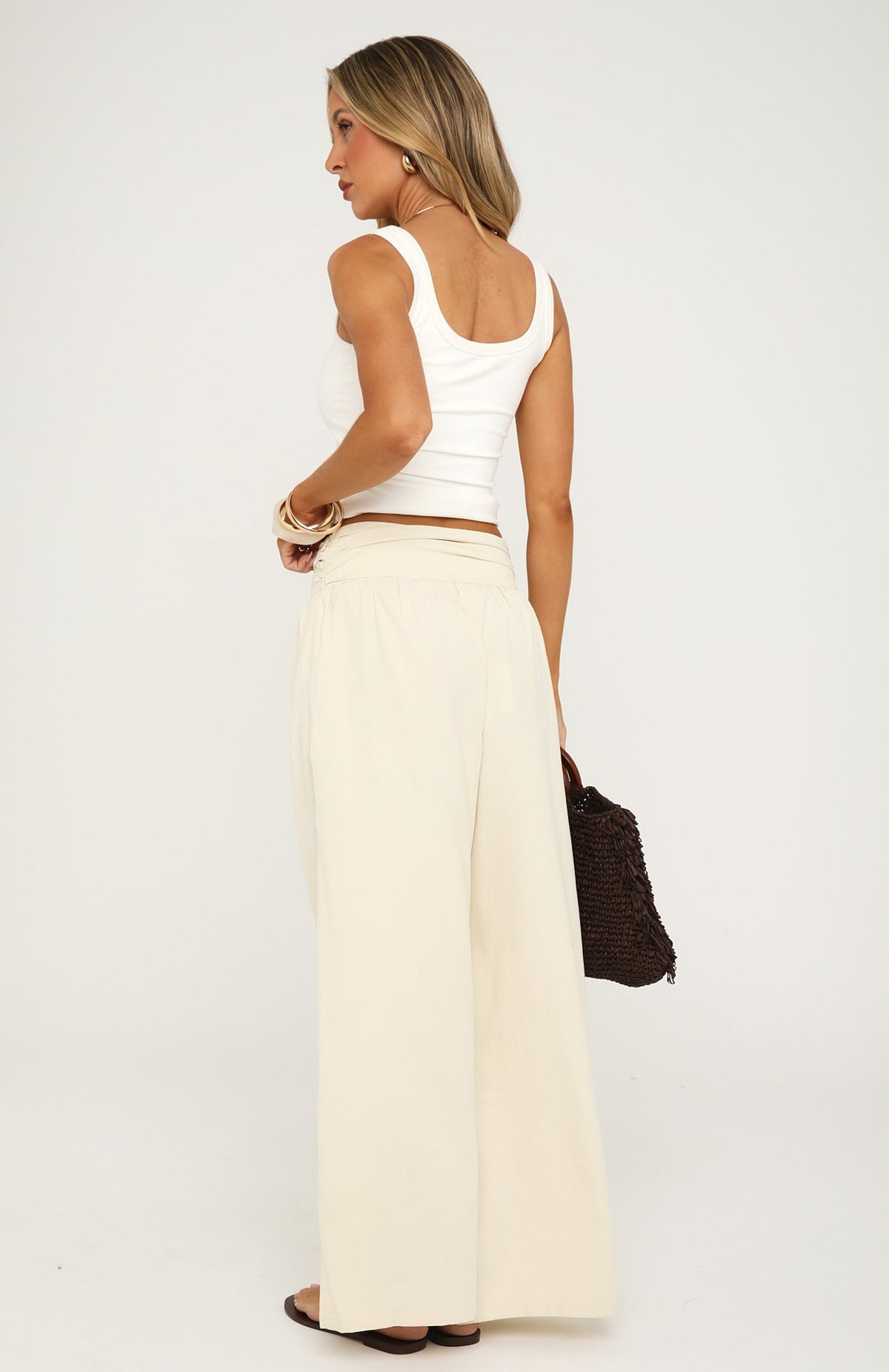 Skipping Town Wide Leg Pants Off White