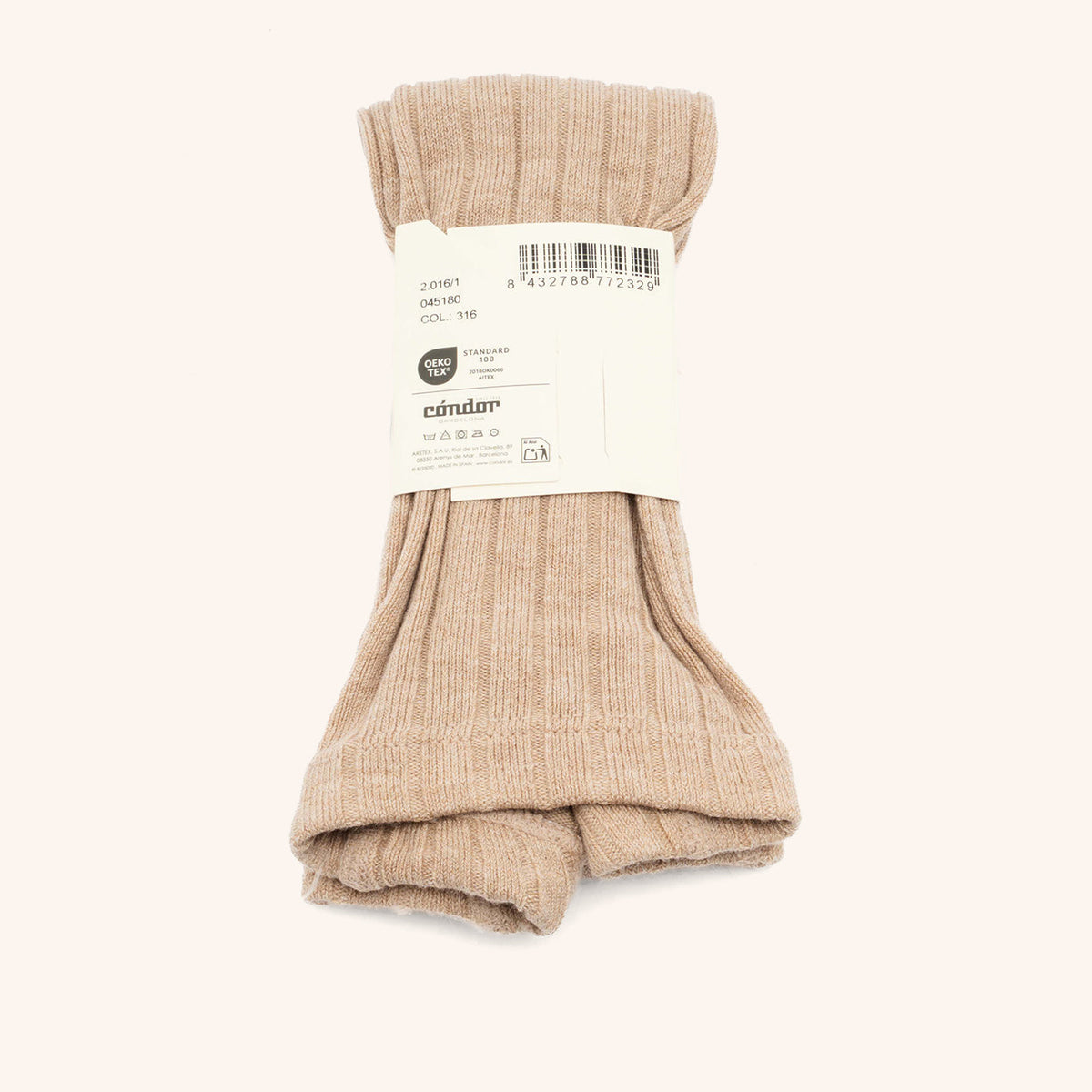 bisgaard x Cóndor gerippte Baumwollstrumpfhose turron
