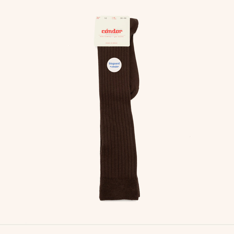 bisgaard x Cóndor cotton rib knee high socks brown