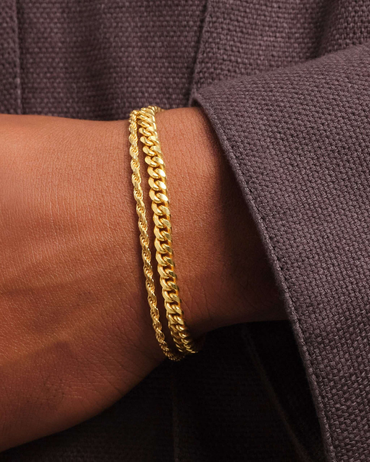 Cuban + Rope Bracelet Stack - JAXXON