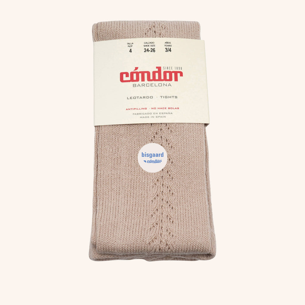 bisgaard x Cóndor cotton tights with side openwork piedra