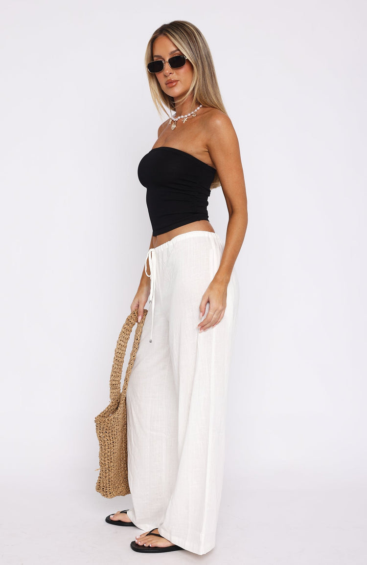 Burning Love Linen Wide Leg Pants White