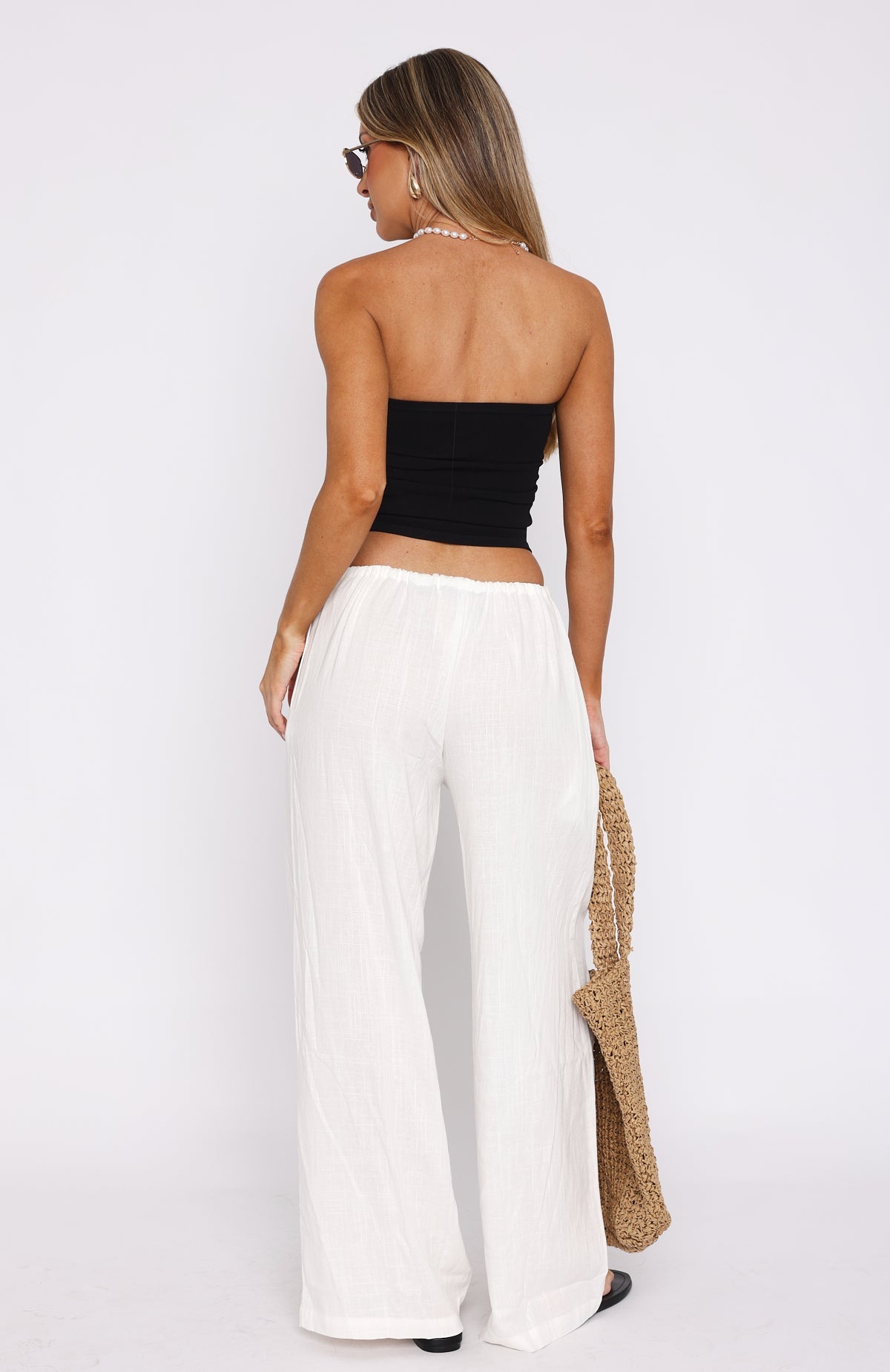 Burning Love Linen Wide Leg Pants White