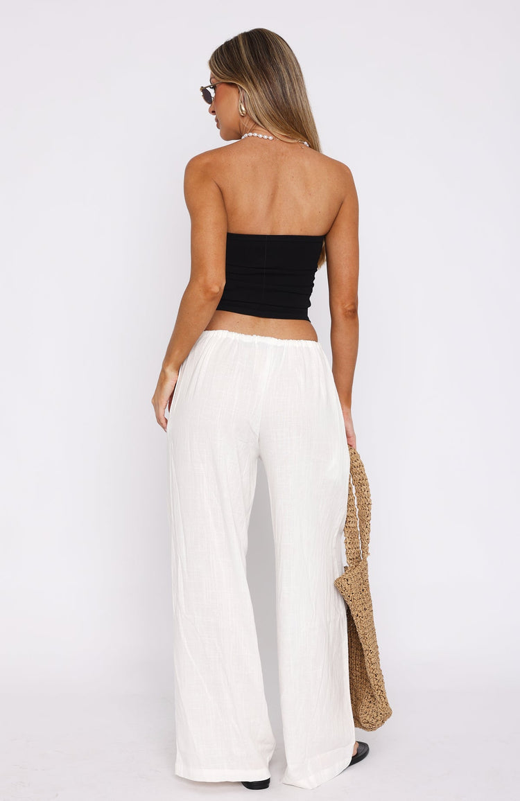 Burning Love Linen Wide Leg Pants White