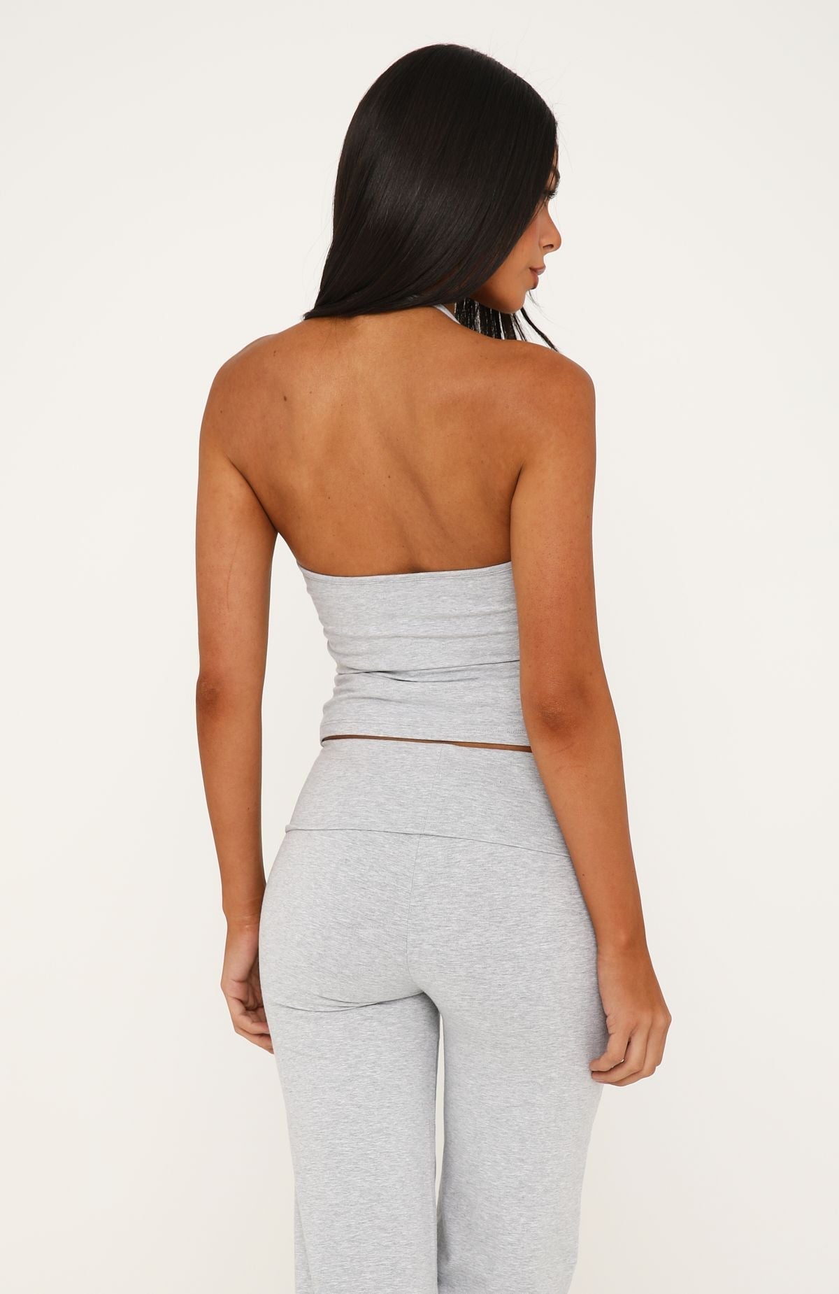 Wandering Off Halter Tank Top Grey Marle