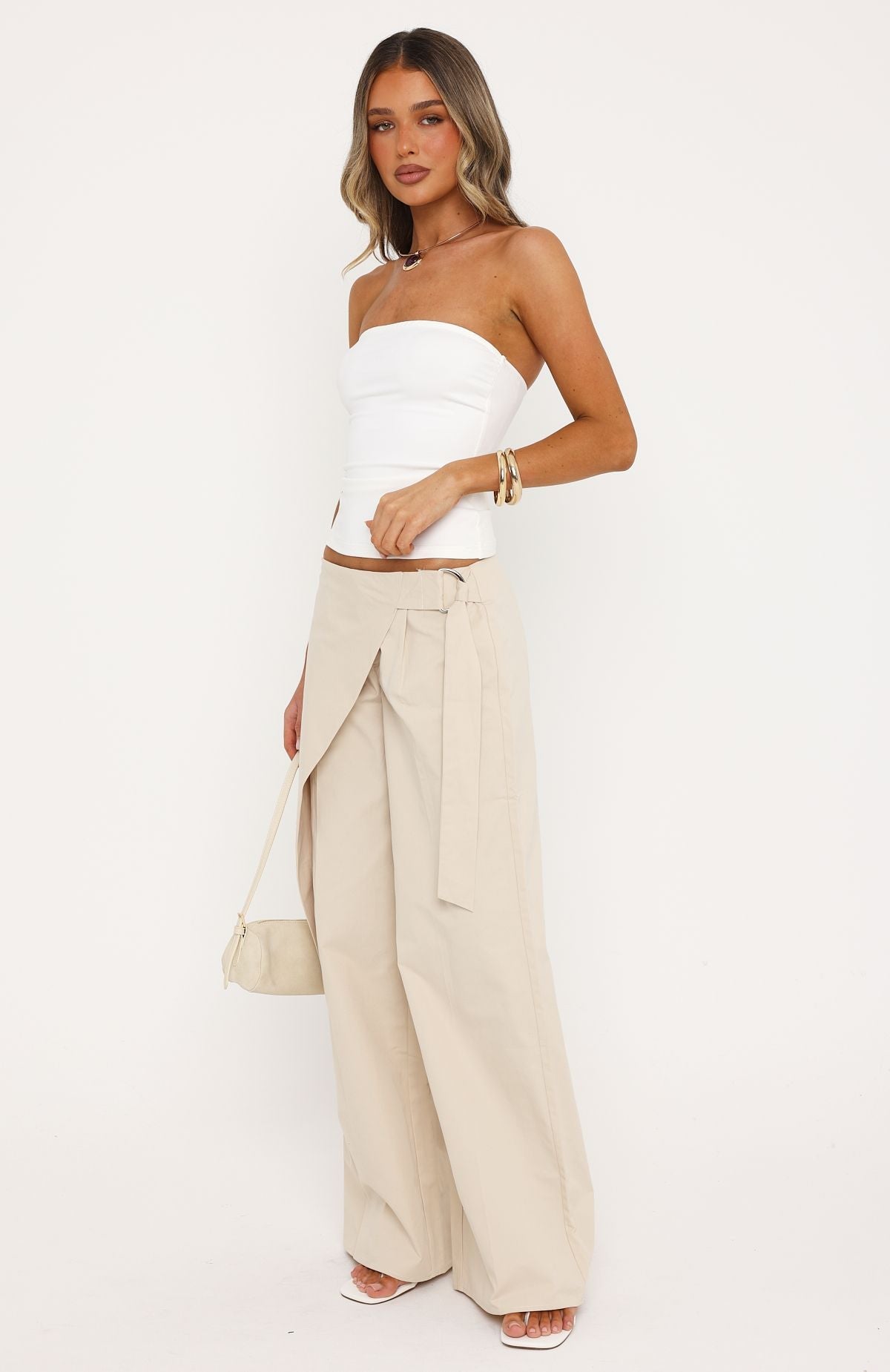 Suit Yourself Tailored Wide Leg Pants Beige