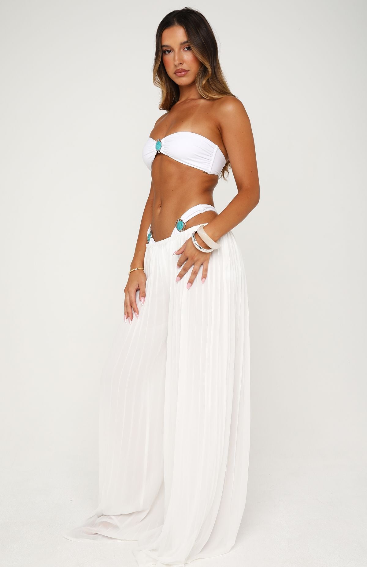 Breeze And Bare Wide Leg Pants Off White