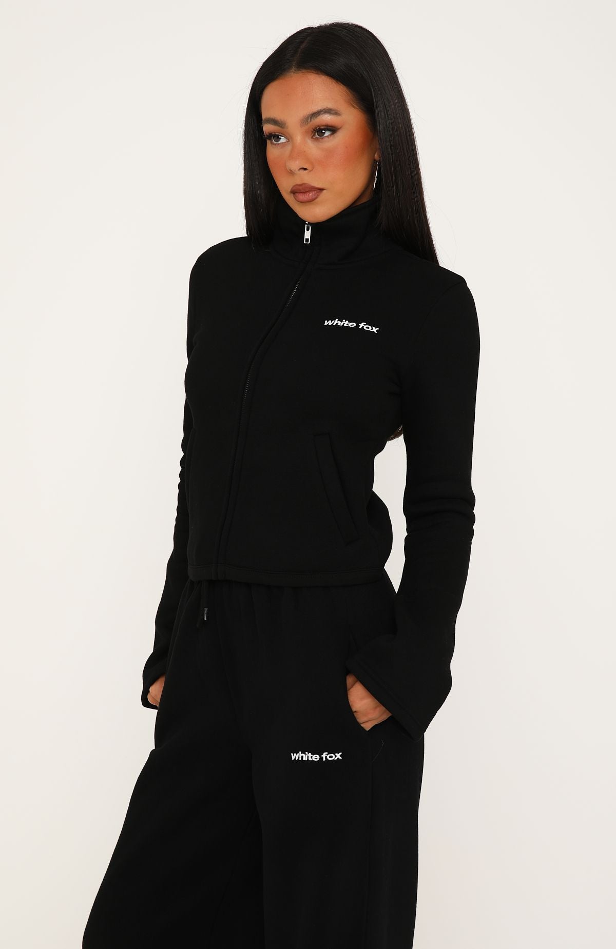 Not Changing Zip Front Funnel Neck Jacket Black