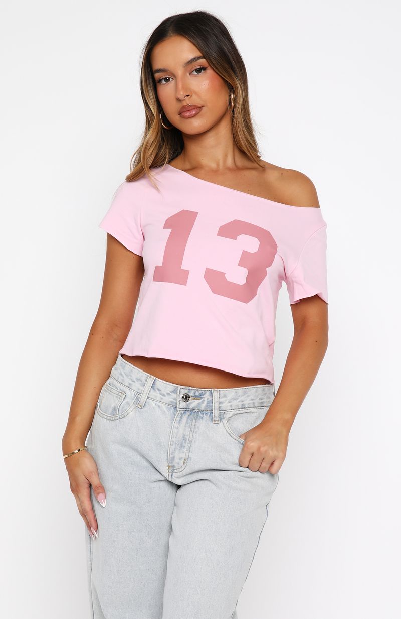 Whenever You're Ready Off Shoulder Relaxed Tee Pink