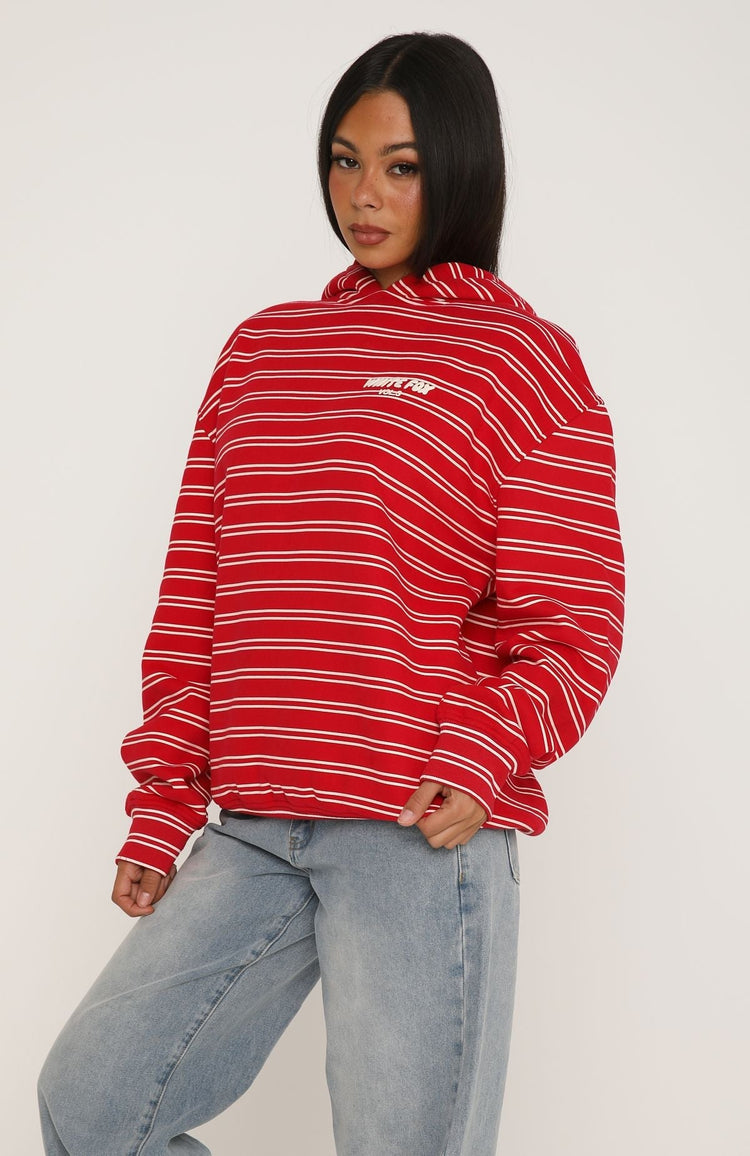 Offstage Striped Oversized Hoodie Red/Cream Stripe