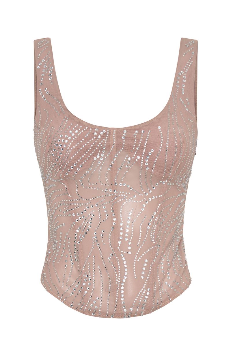 Tender Shadows Embellished Top Nude