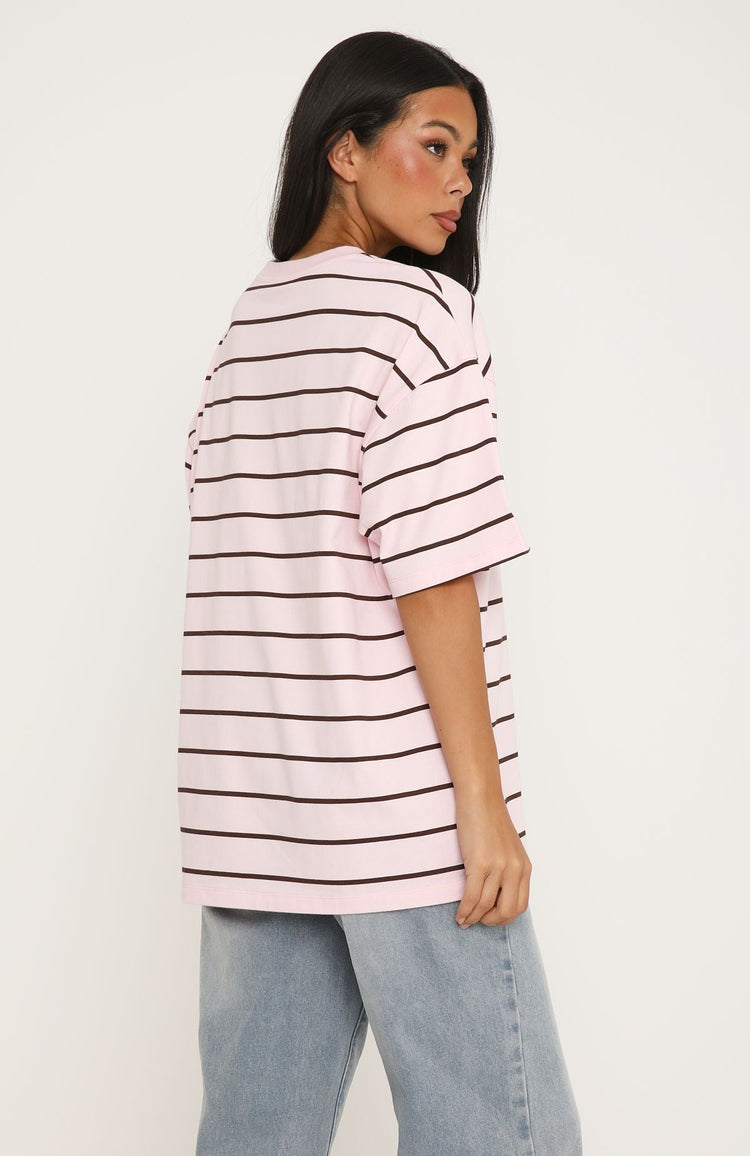 Offstage Striped Oversized Tee Posy/Chocolate Stripe