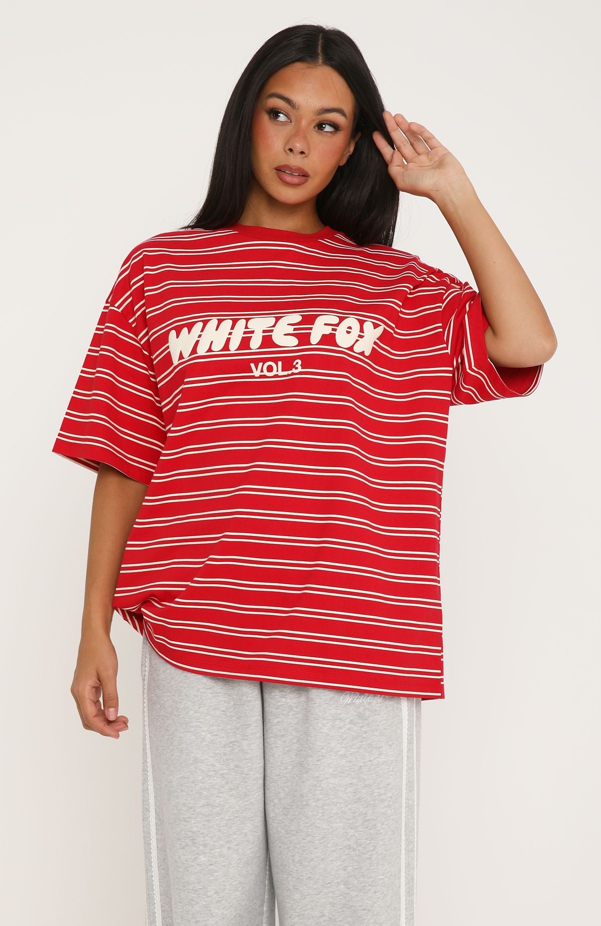 Offstage Striped Oversized Tee Red/Cream Stripe