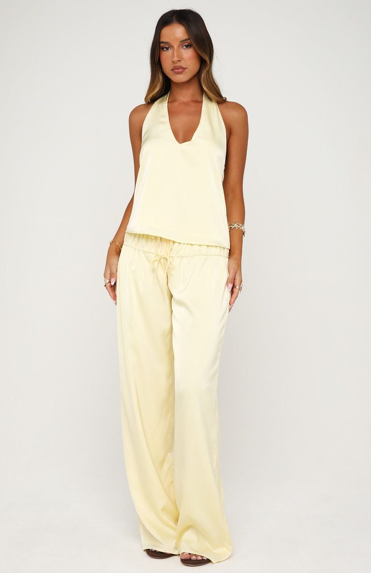 Sunburnt Kiss Satin Wide Leg Pants Butter