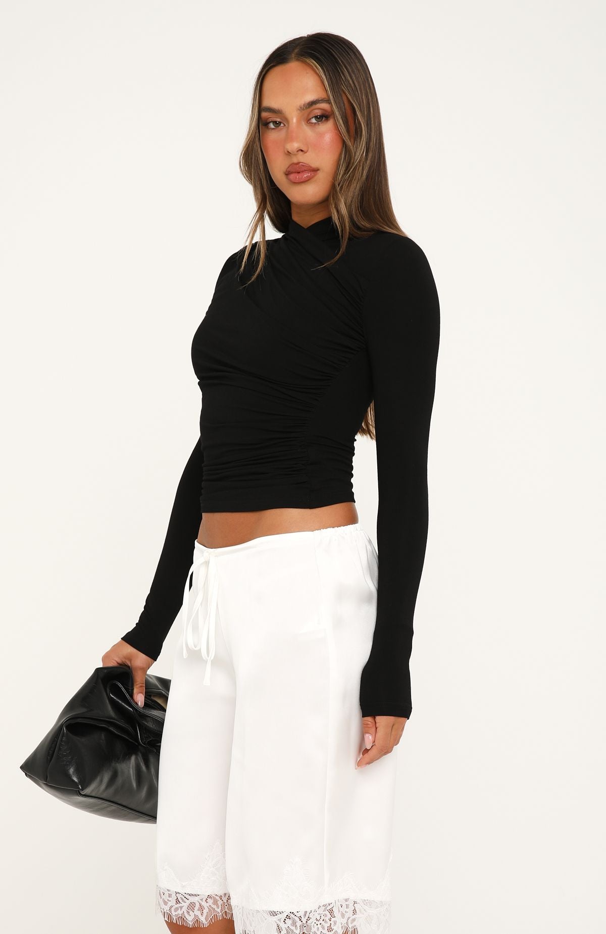 Quiet Crush Long Sleeve Top Black