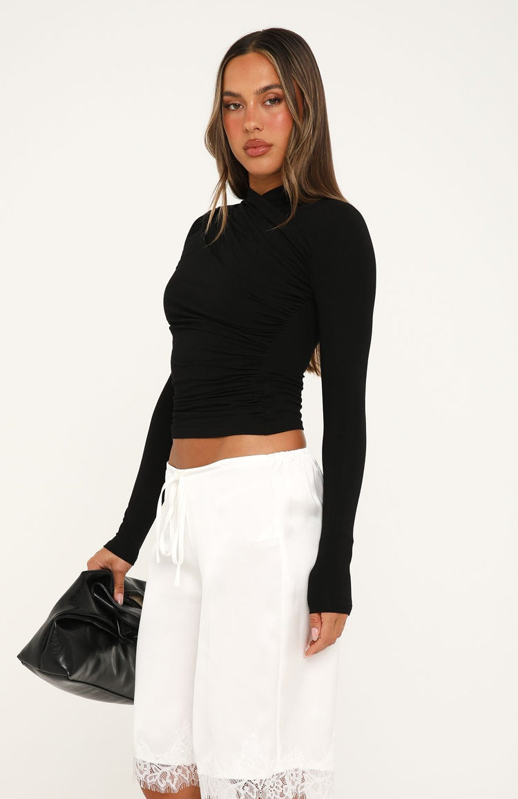 Quiet Crush Long Sleeve Top Black