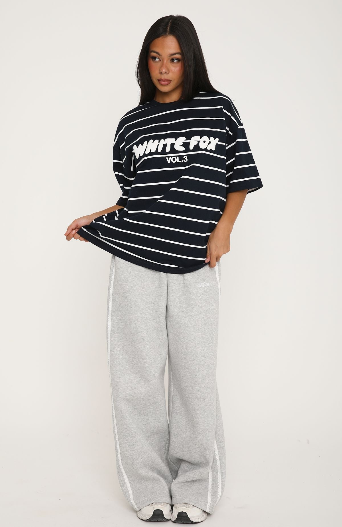 Offstage Striped Oversized Tee Navy/White Stripe