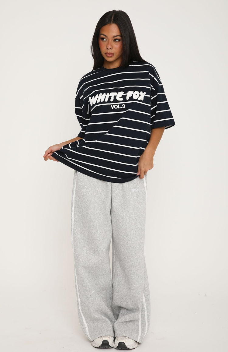 Offstage Striped Oversized Tee Navy/White Stripe