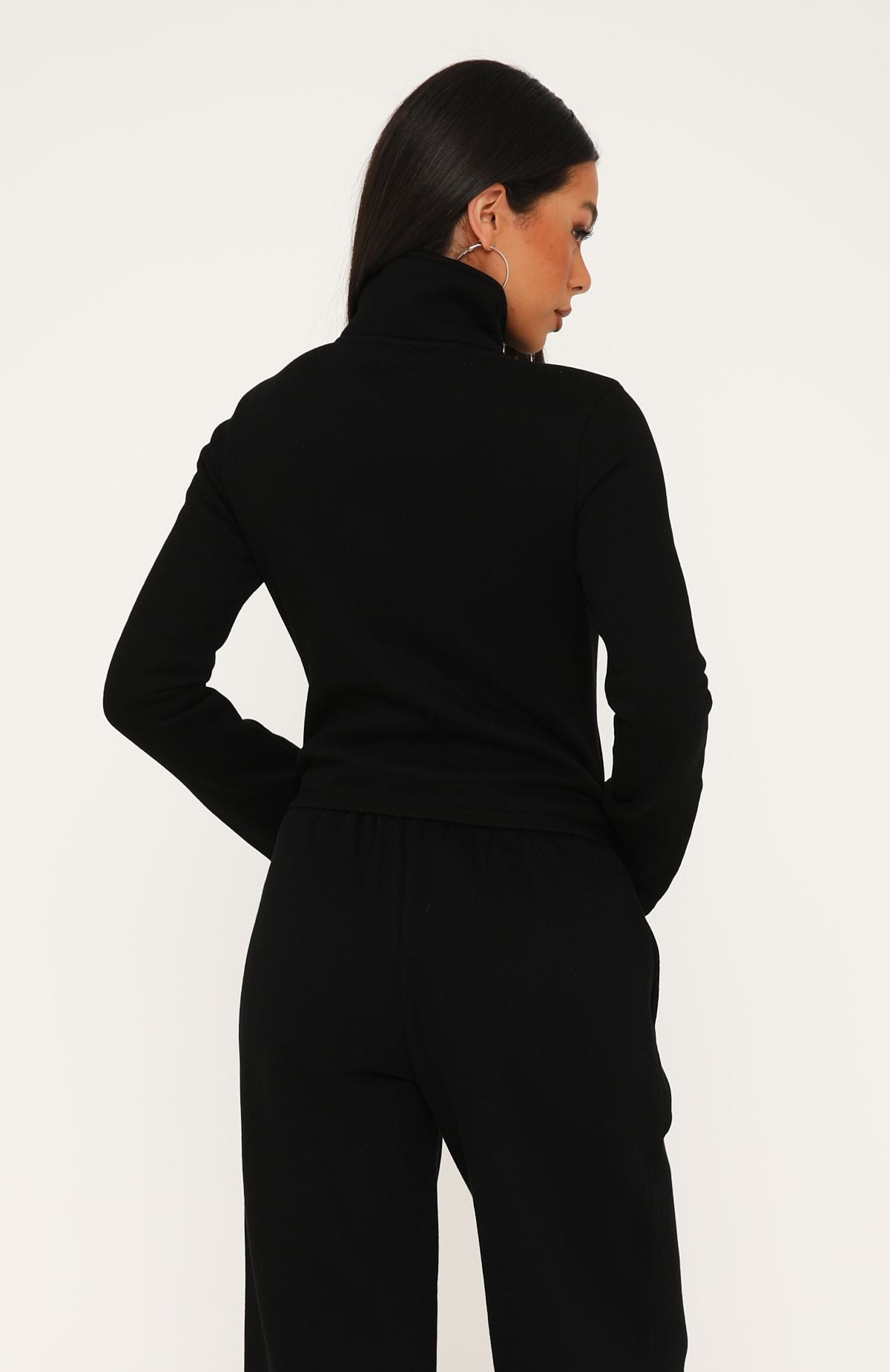 Not Changing Zip Front Funnel Neck Jacket Black