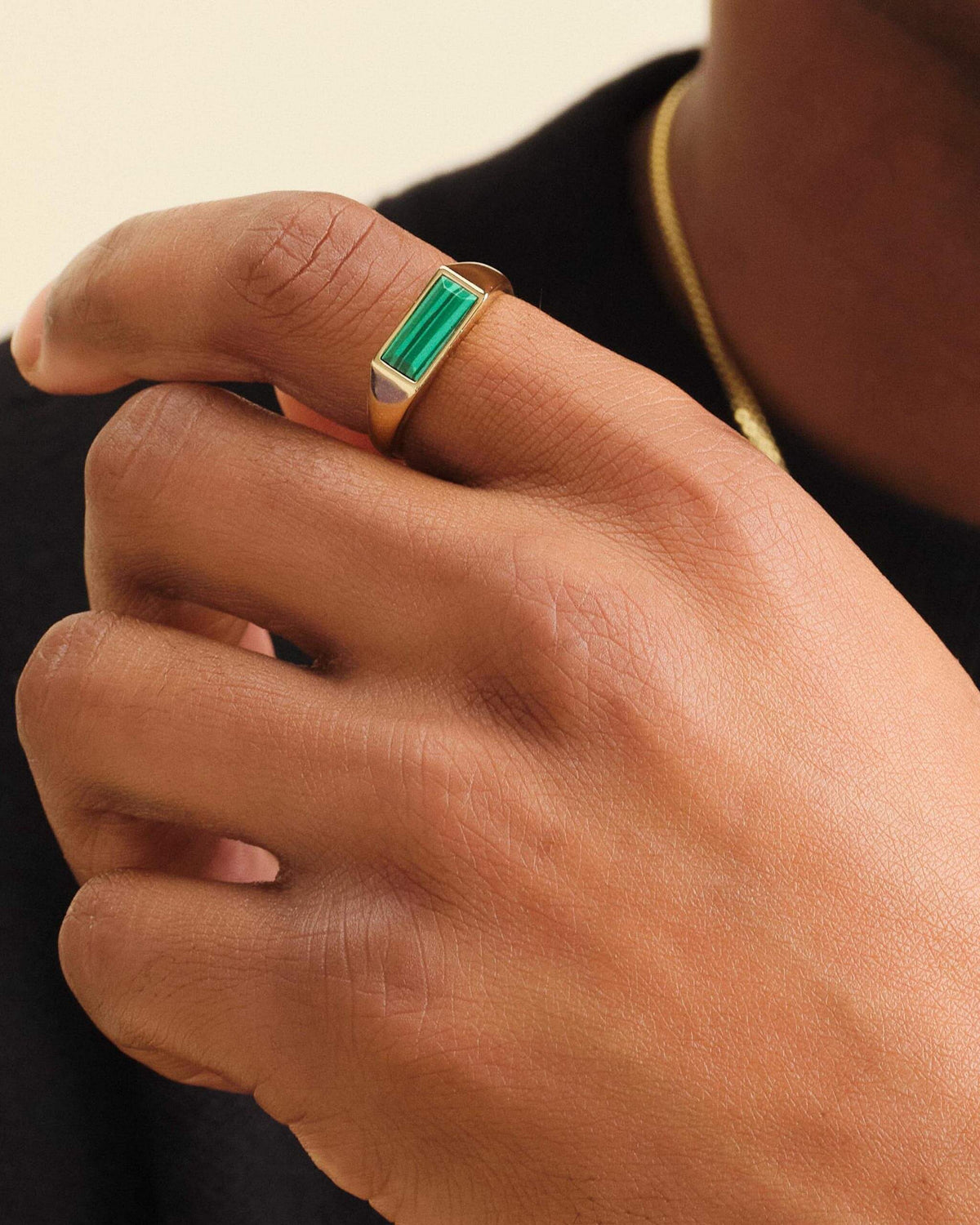 Beveled Malachite Signet Ring - JAXXON