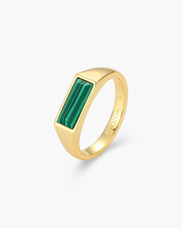 Beveled Malachite Signet Ring - JAXXON
