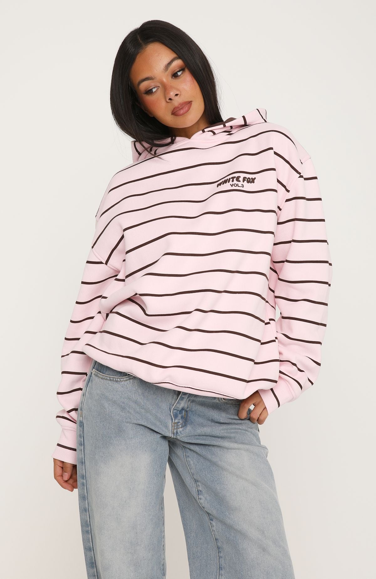 Offstage Striped Oversized Hoodie Posy/Chocolate Stripe