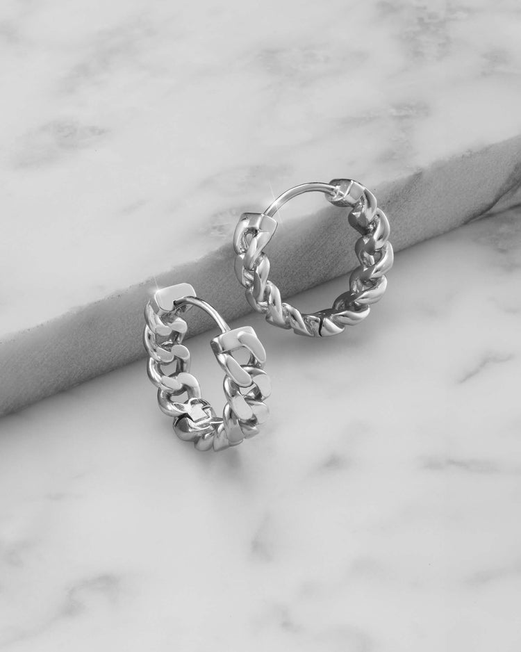 Cuban Link Earrings - Silver - JAXXON