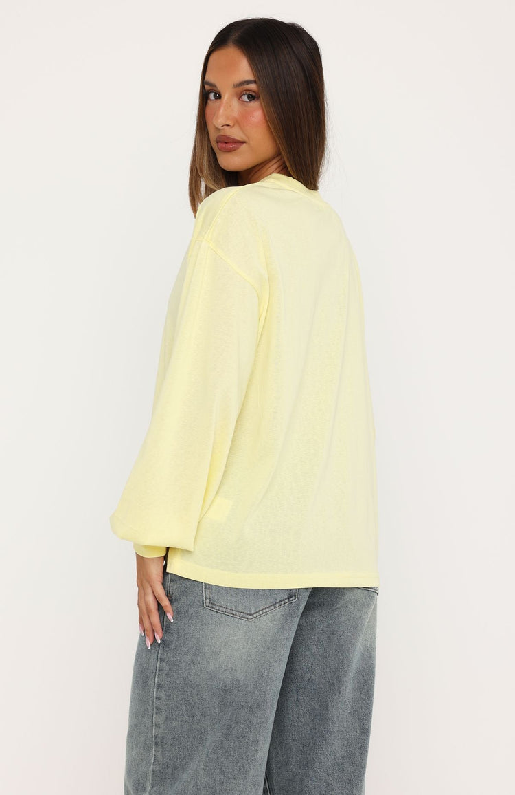 Comfy Girl Oversized Long Sleeve Tee Lemon