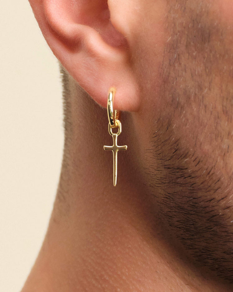 Dagger Cross Earring Gold - JAXXON