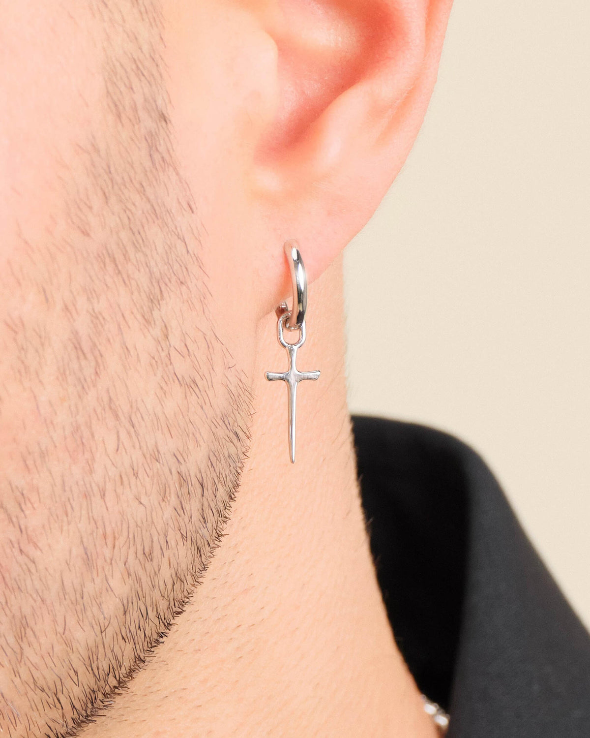 Dagger Cross Earring Silver - JAXXON