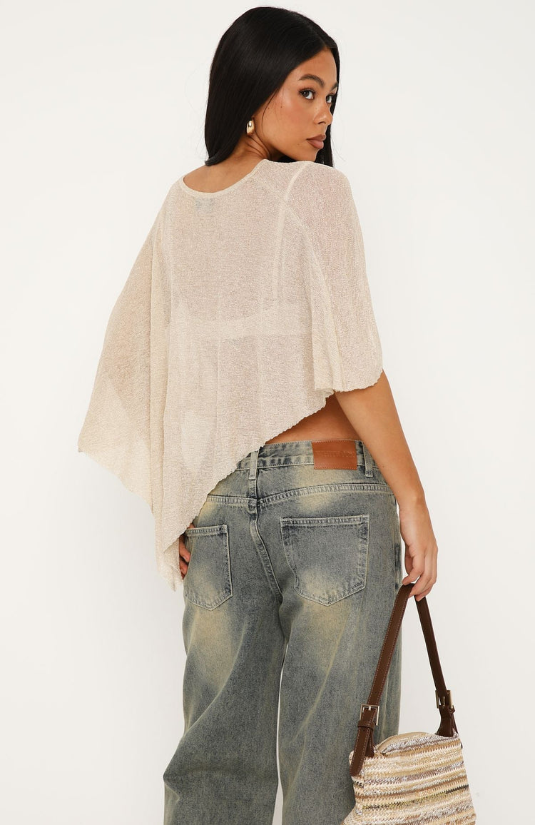 She's Thriving Knit Poncho Top Champagne