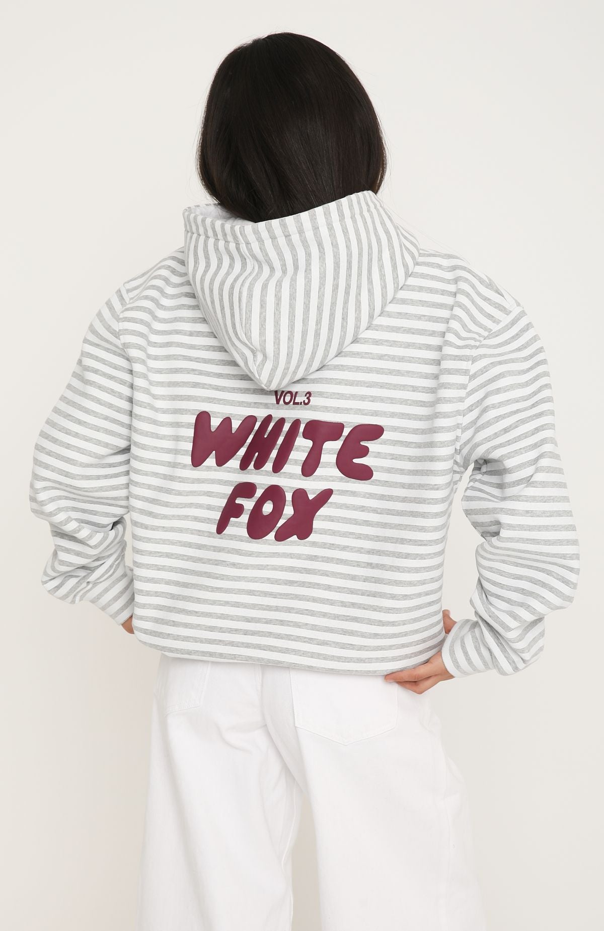 Offstage Striped Oversized Hoodie Grey/White Stripe