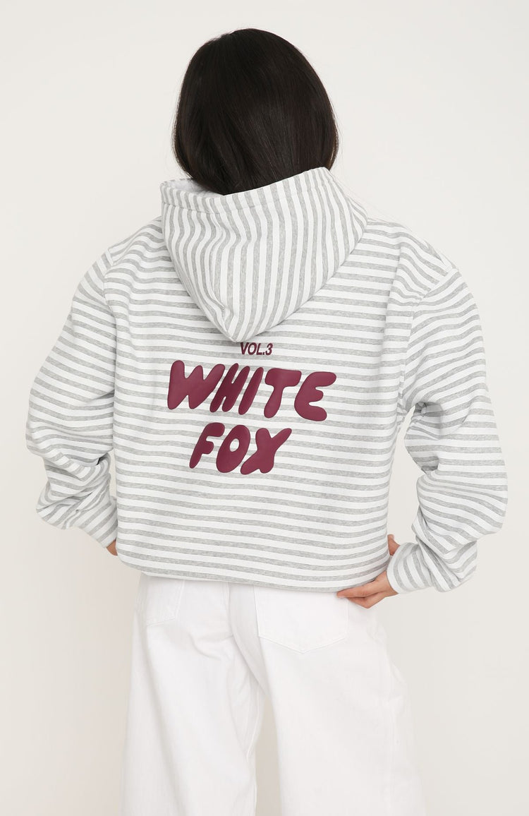 Offstage Striped Oversized Hoodie Grey/White Stripe