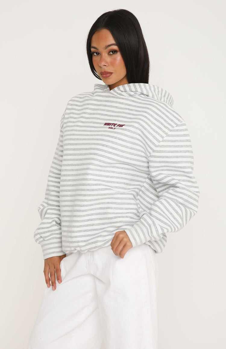 Offstage Striped Oversized Hoodie Grey/White Stripe