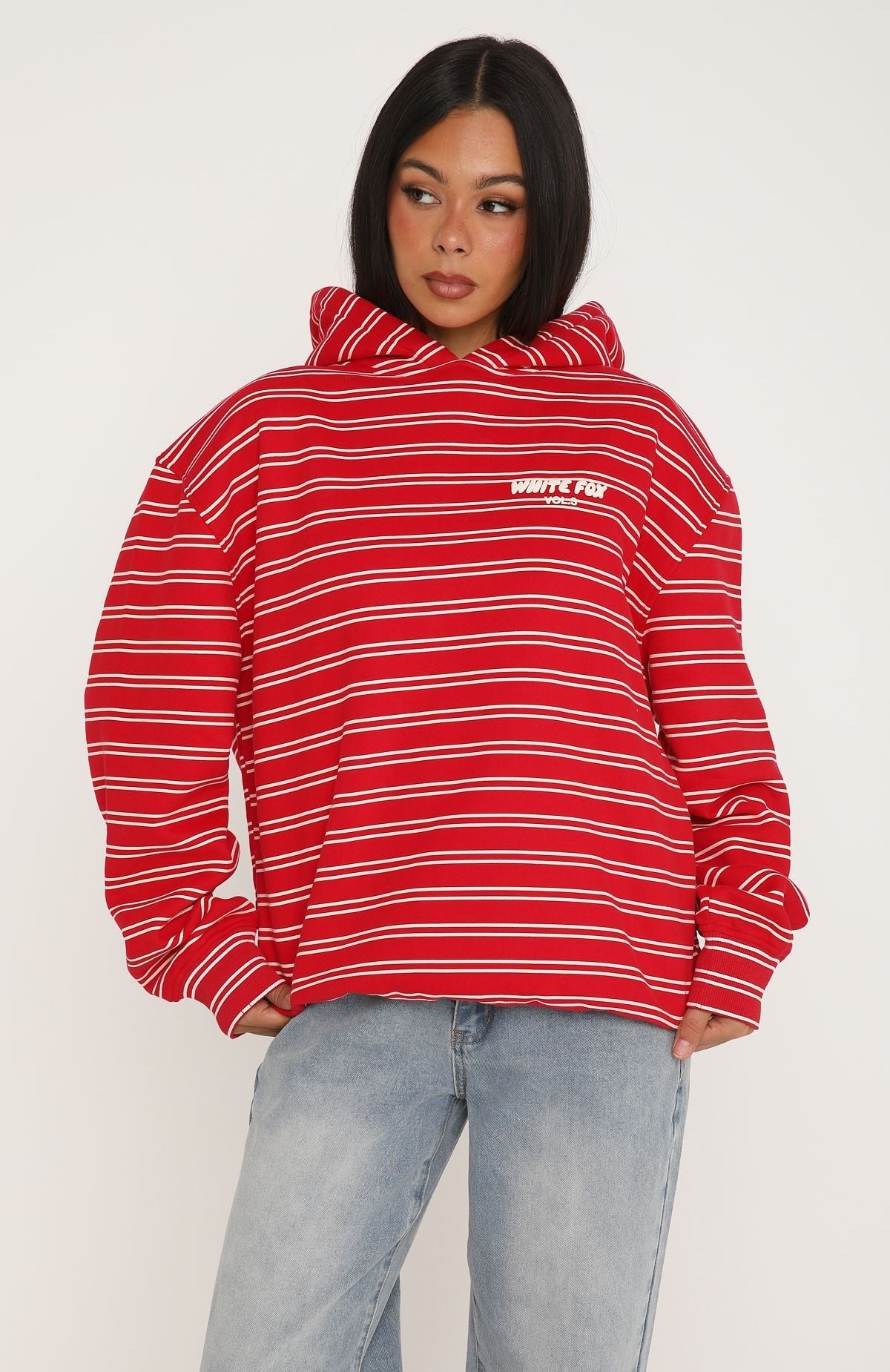 Offstage Striped Oversized Hoodie Red/Cream Stripe