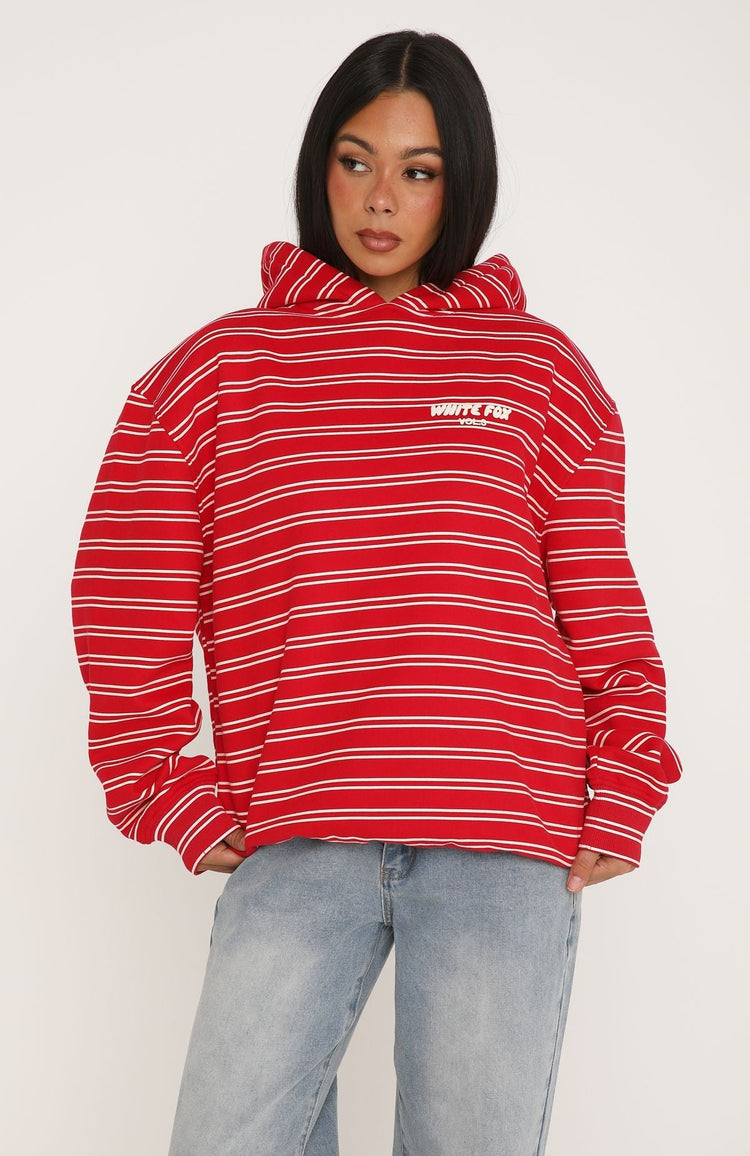 Offstage Striped Oversized Hoodie Red/Cream Stripe