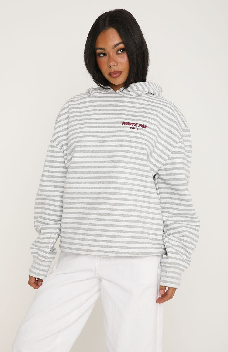 Offstage Striped Oversized Hoodie Grey/White Stripe