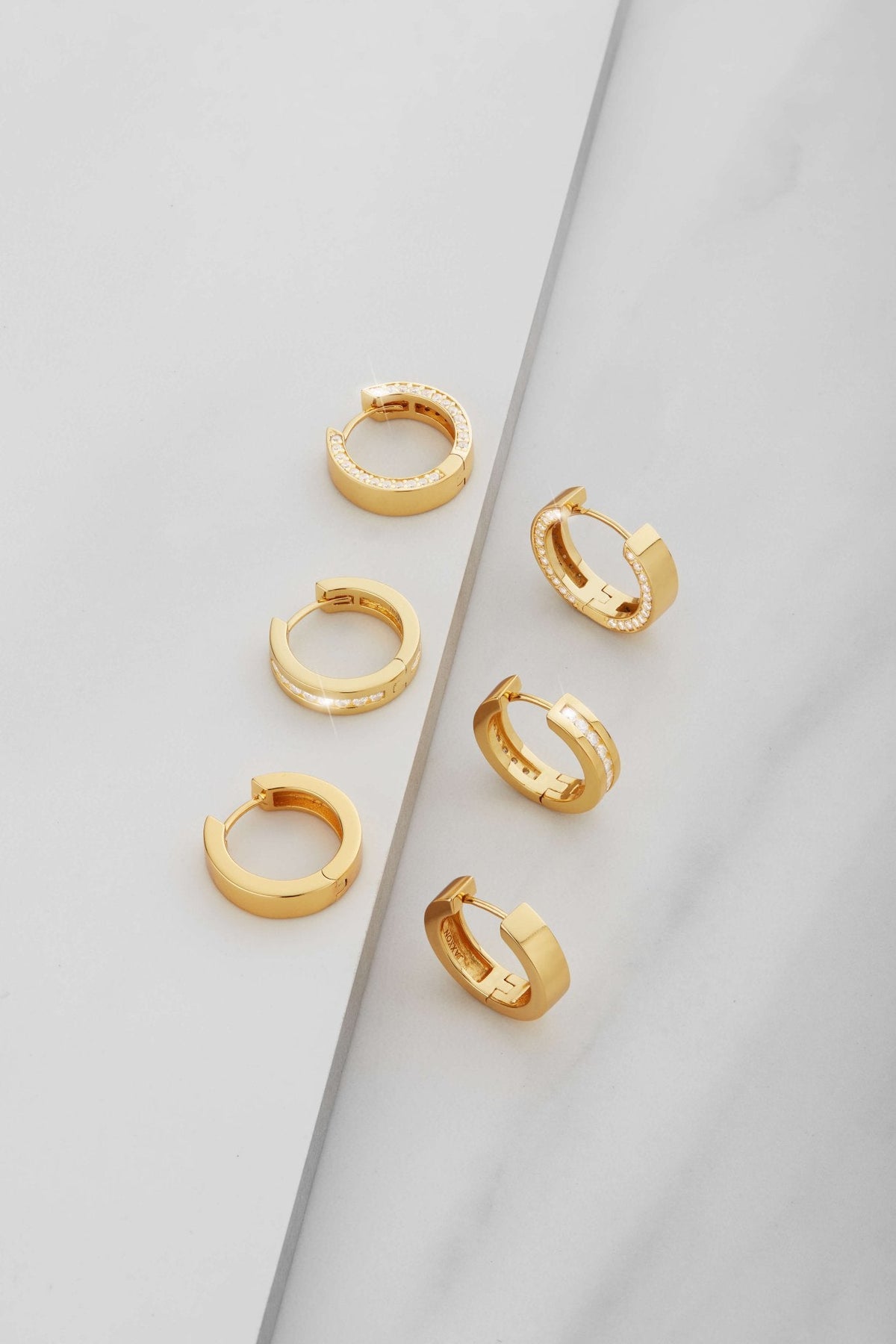Studded Frame Hoop Earrings - Gold - JAXXON