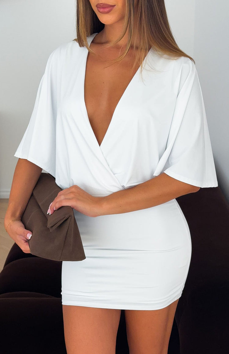Gained My Wings Short Sleeve Mini Dress White