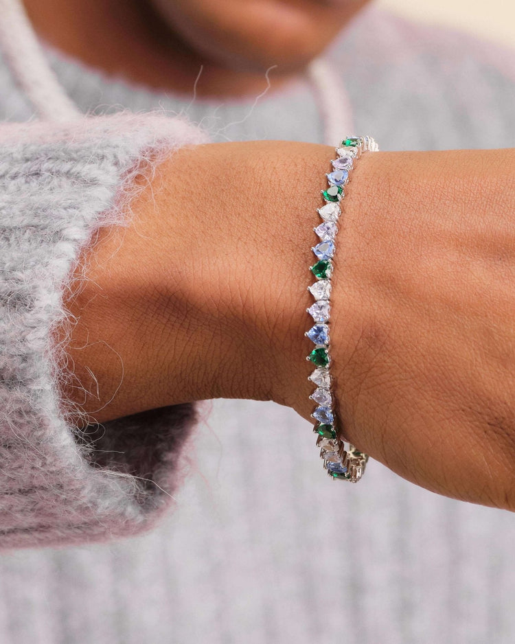 Heart Tennis Bracelet Silver - JAXXON