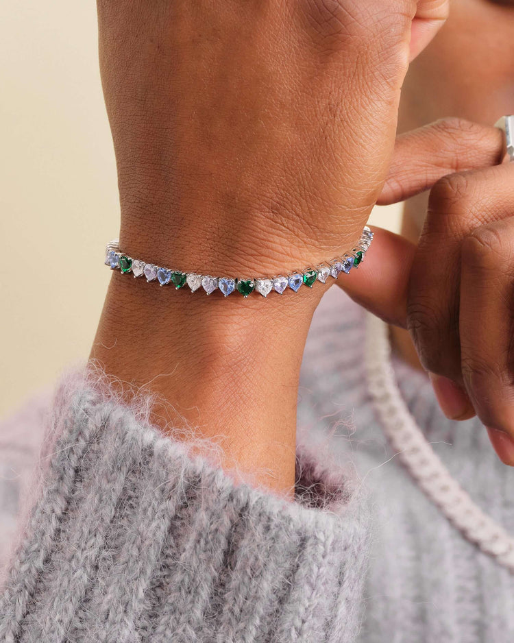 Heart Tennis Bracelet Silver - JAXXON