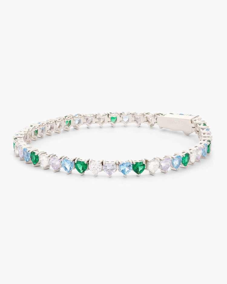 Heart Tennis Bracelet Silver - JAXXON