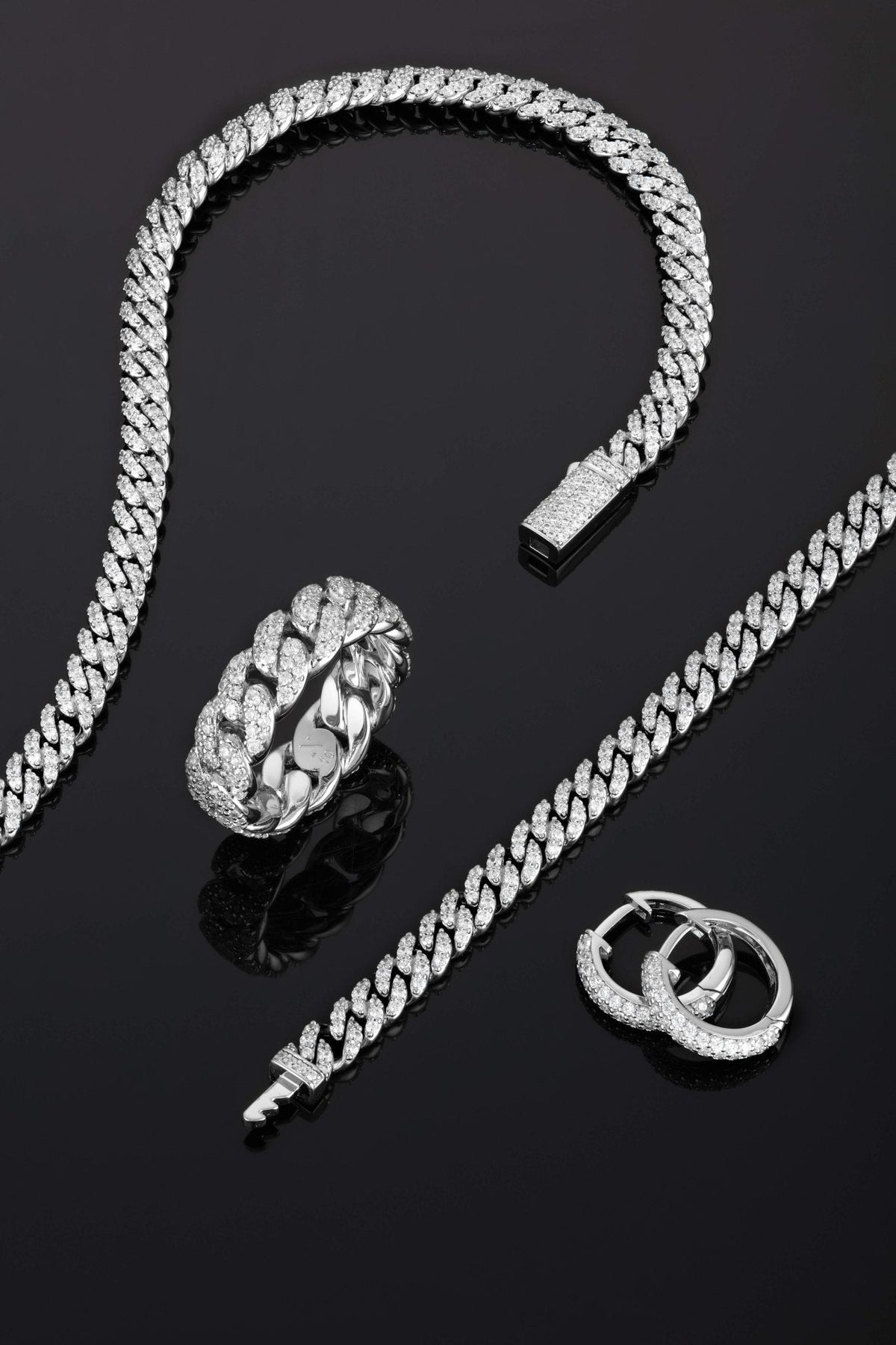 Iced Out Hoop Earrings - Silver - JAXXON