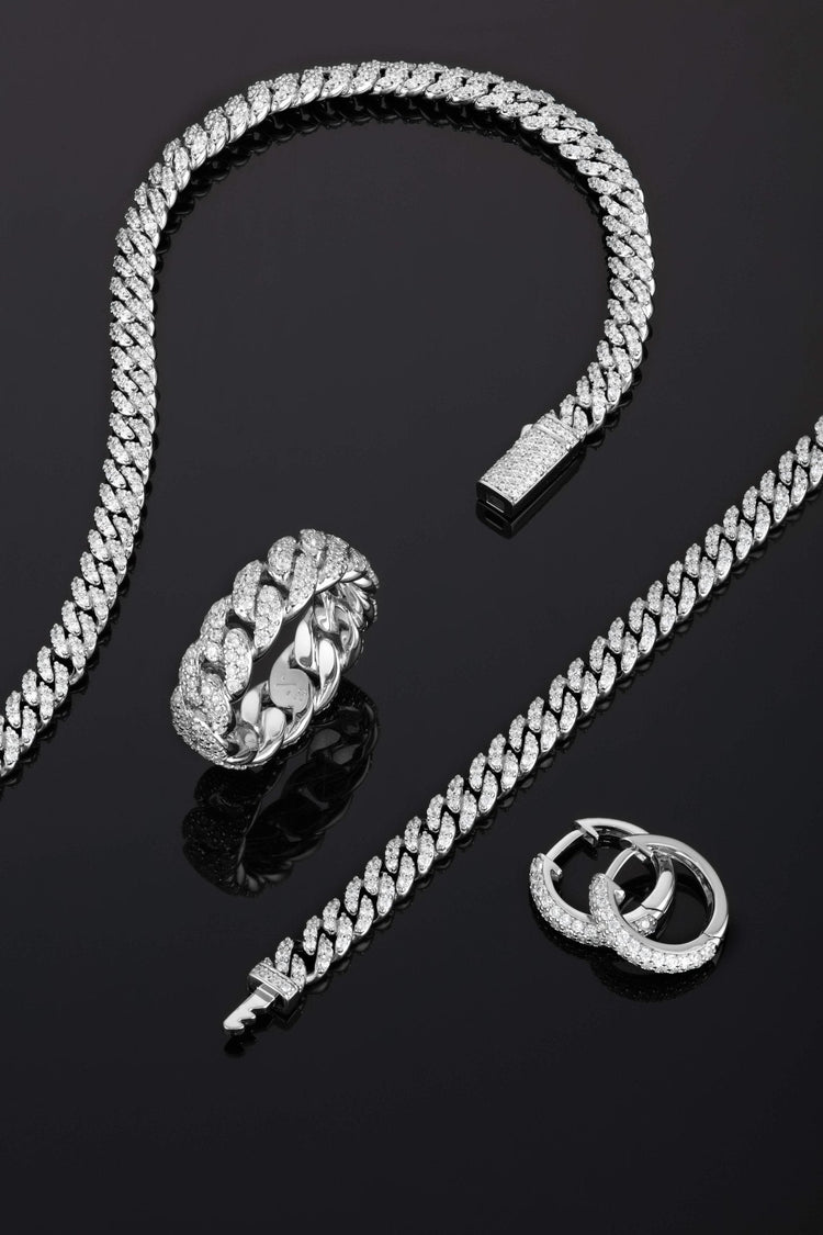 Iced Out Hoop Earrings - Silver - JAXXON