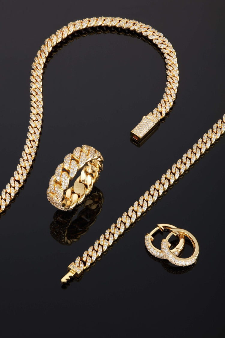 Iced Out Hoop Earrings - Gold - JAXXON