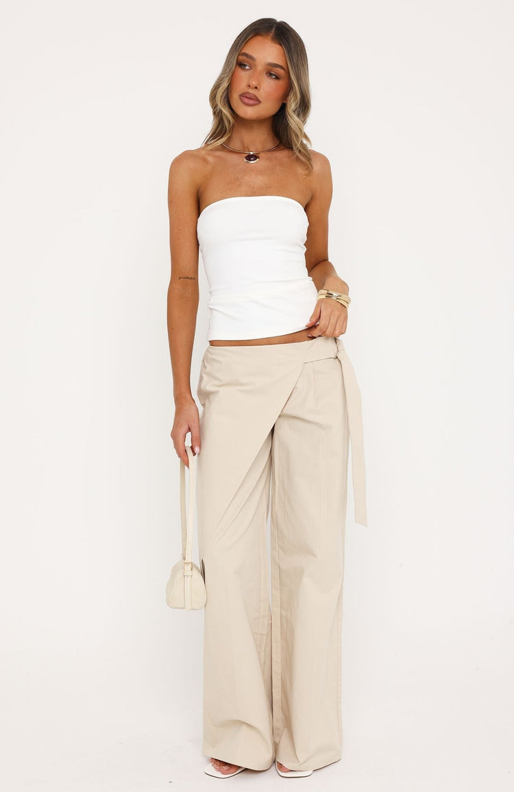 Suit Yourself Tailored Wide Leg Pants Beige