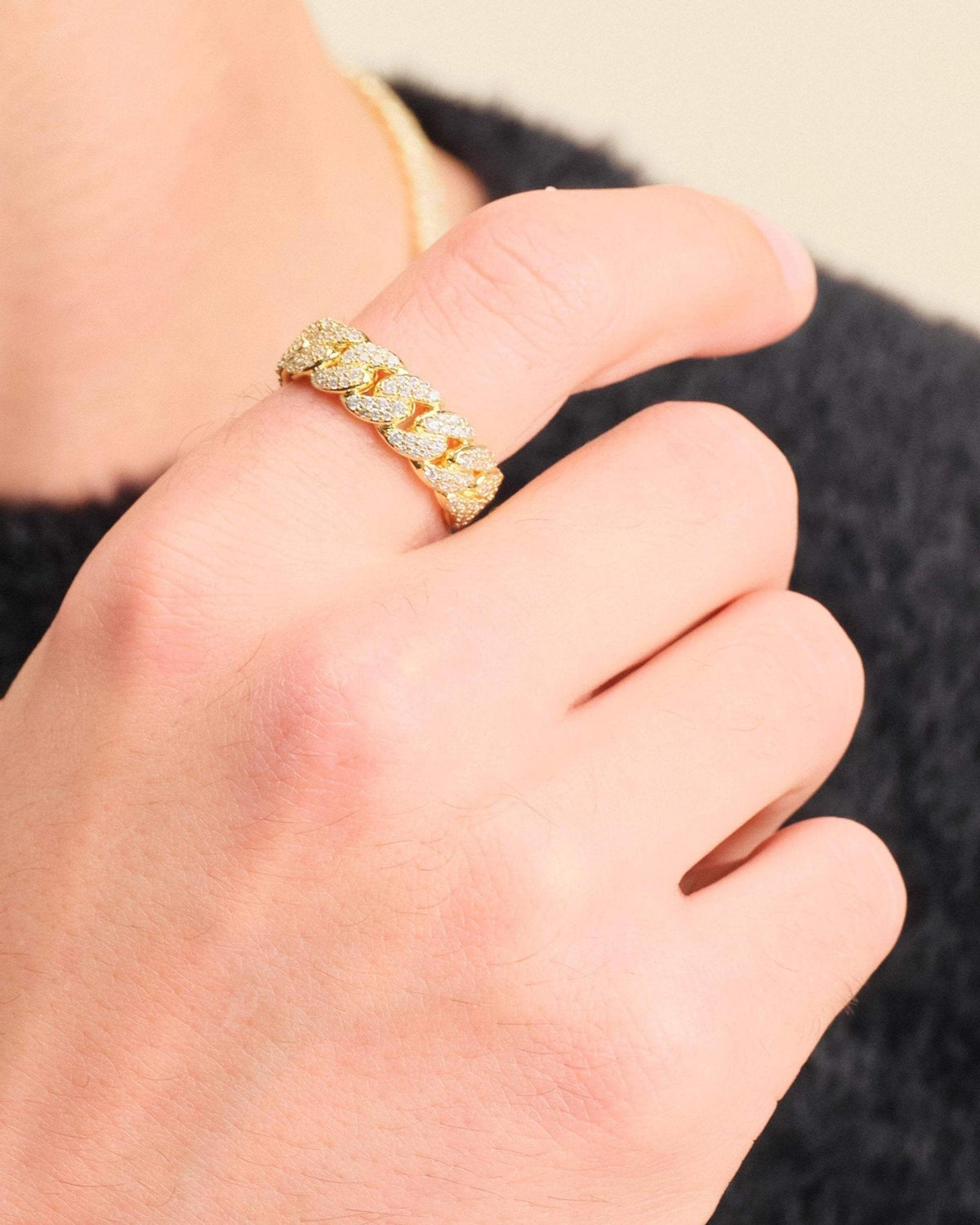 Iced Out Cuban Link Ring Gold - JAXXON