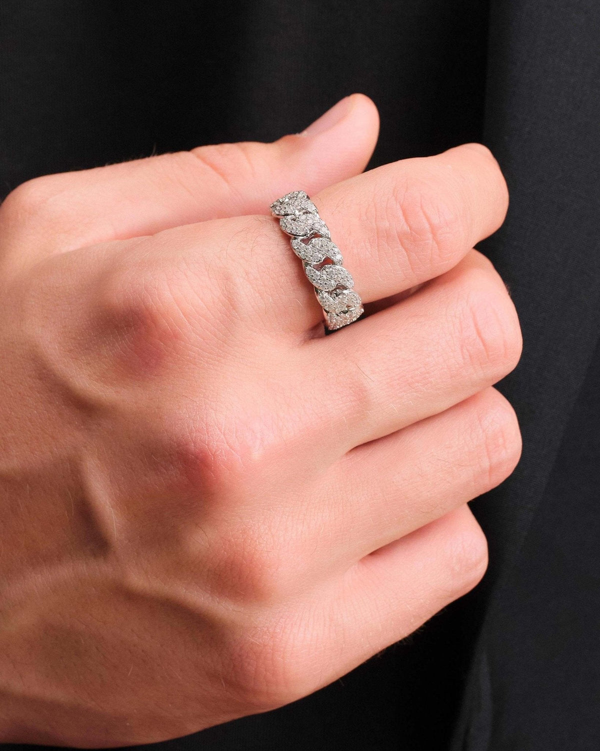 Iced Out Cuban Link Ring Silver - JAXXON